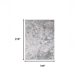 HomeRoots 4' Contemporary Silver Gray and White Abstract Area Rug - Elegant Design for Modern Spaces 12' X 18' 511539