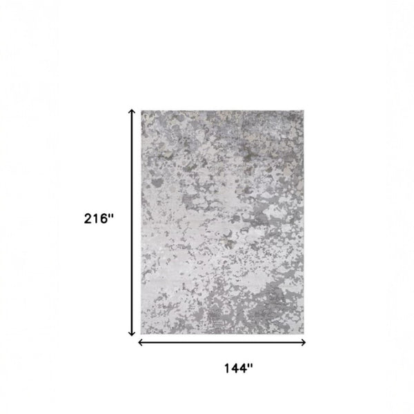 HomeRoots 4' Contemporary Silver Gray and White Abstract Area Rug - Elegant Design for Modern Spaces 12' X 18' 511539