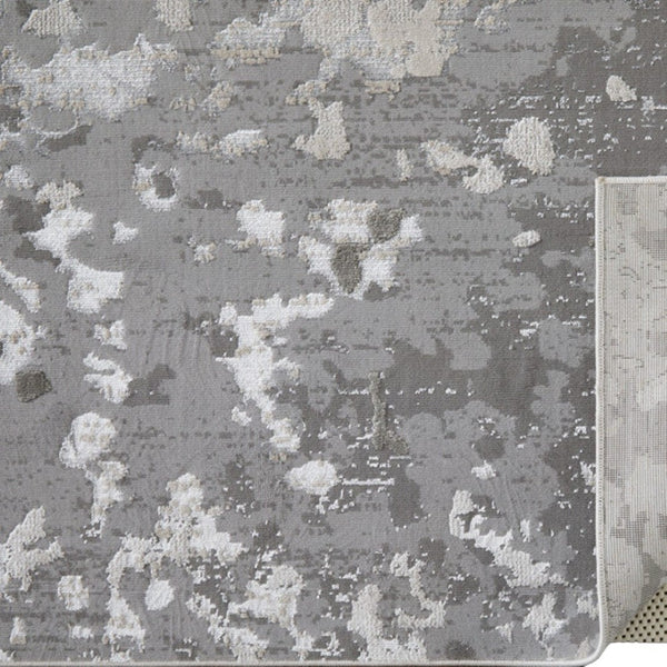HomeRoots 4' Contemporary Silver Gray and White Abstract Area Rug - Elegant Design for Modern Spaces 12' X 18' 511539