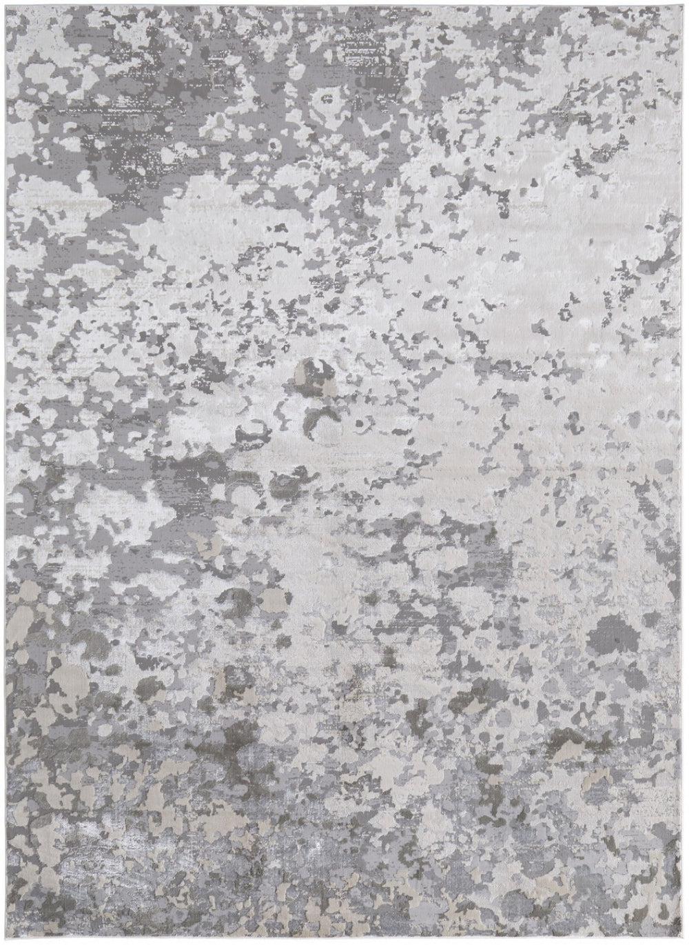 HomeRoots 4' Contemporary Silver Gray and White Abstract Area Rug - Elegant Design for Modern Spaces 13' X 20' 511540