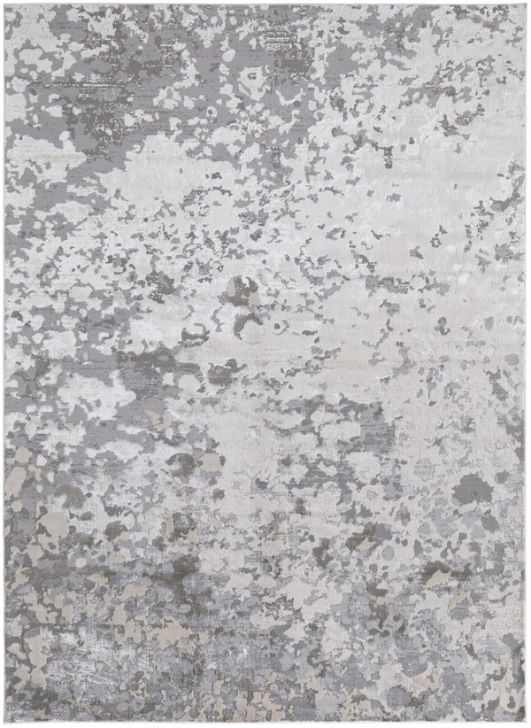 HomeRoots 4' Contemporary Silver Gray and White Abstract Area Rug - Elegant Design for Modern Spaces 13' X 20' 511540