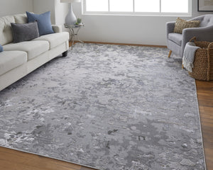 HomeRoots 4' Contemporary Silver Gray and White Abstract Area Rug - Elegant Design for Modern Spaces 13' X 20' 511540