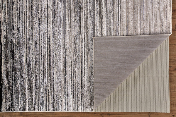 HomeRoots 4' Modern Beige and Black Abstract Area Rug - Non-Skid Design for Living Rooms and Bedrooms 5' X 8' 511543