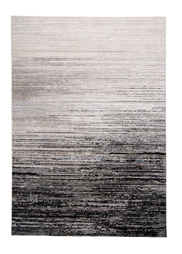 HomeRoots 4' Modern Beige and Black Abstract Area Rug - Non-Skid Design for Living Rooms and Bedrooms 7' X 10' 511545