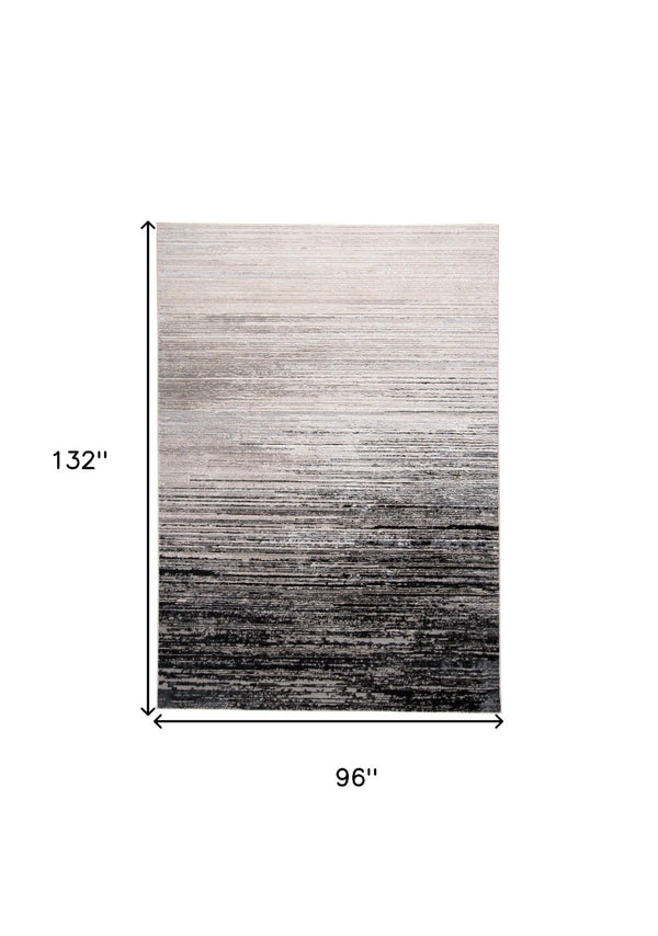 HomeRoots 4' Modern Beige and Black Abstract Area Rug - Non-Skid Design for Living Rooms and Bedrooms 8' X 11' 511547