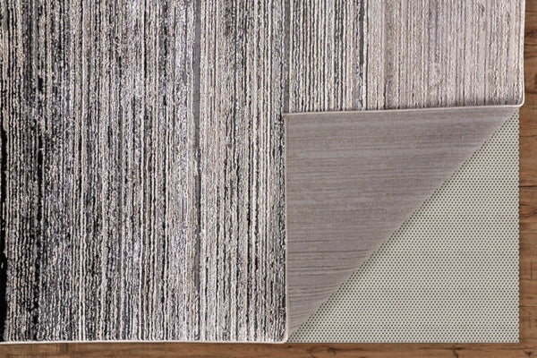 HomeRoots 4' Modern Beige and Black Abstract Area Rug - Non-Skid Design for Living Rooms and Bedrooms 8' Runner 511549