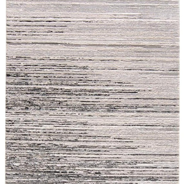 HomeRoots 4' Modern Beige and Black Abstract Area Rug - Non-Skid Design for Living Rooms and Bedrooms 8' Runner 511549