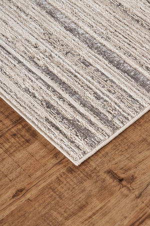 HomeRoots 4' Modern Beige and Black Abstract Area Rug - Non-Skid Design for Living Rooms and Bedrooms 12' X 15' 511550