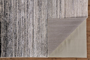 HomeRoots 4' Modern Beige and Black Abstract Area Rug - Non-Skid Design for Living Rooms and Bedrooms 12' X 18' 511551