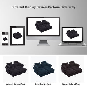 English Elm Deep Seat Sectional Sofa - Plush Black Corduroy Couch With Ottomans For Modern Living Spaces W2120S00001-GIGA