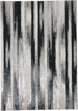 HomeRoots 4' Abstract Power Loomed Area Rug in Black, Silver, and Gray - Modern, Durable Design for Any Space 4' X 6' 511554