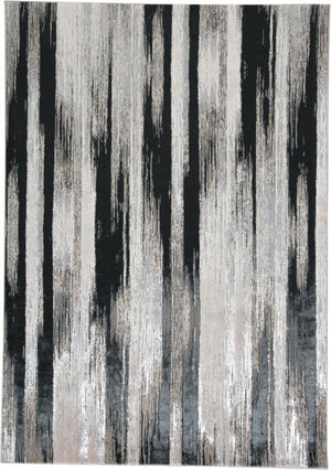 HomeRoots 4' Abstract Power Loomed Area Rug in Black, Silver, and Gray - Modern, Durable Design for Any Space 4' X 6' 511554