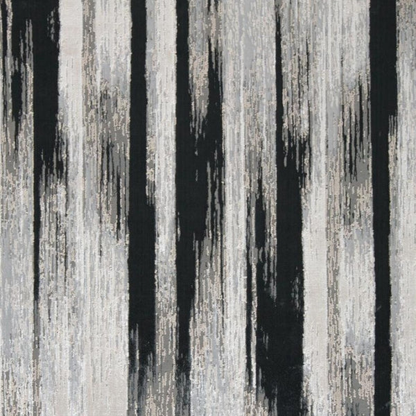 HomeRoots 4' Abstract Power Loomed Area Rug in Black, Silver, and Gray - Modern, Durable Design for Any Space 7' X 10' 511557