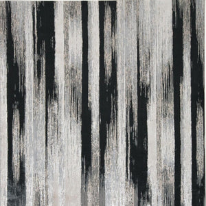 HomeRoots 4' Abstract Power Loomed Area Rug in Black, Silver, and Gray - Modern, Durable Design for Any Space 7' X 10' 511557
