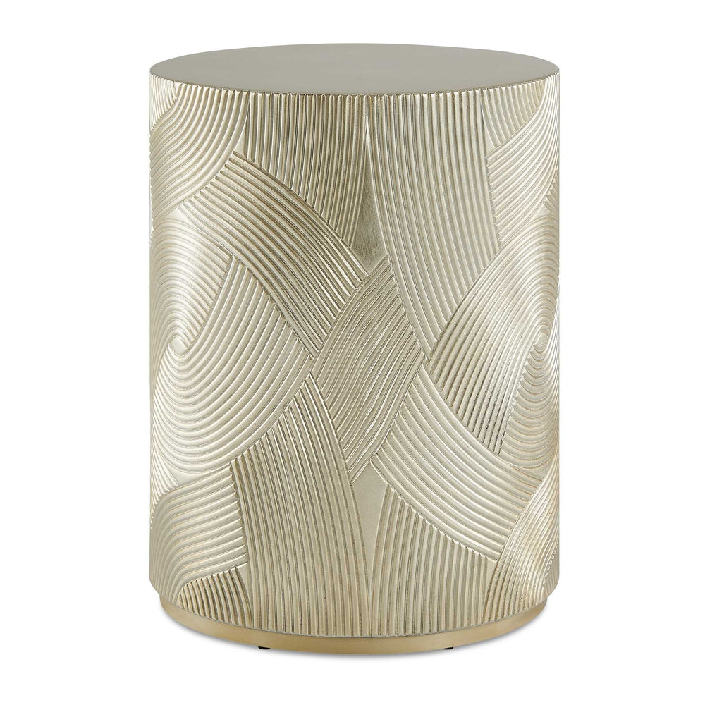 Uttermost Uttermost Cassandra Sculptural Gold Leaf Drum Table for Eclectic Living Spaces 51155