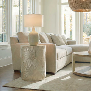 Uttermost Cassandra Sculptural Gold Leaf Drum Table for Eclectic Living Spaces
