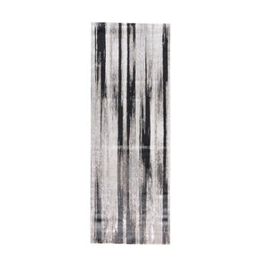 HomeRoots 4' Abstract Power Loomed Area Rug in Black, Silver, and Gray - Modern, Durable Design for Any Space 8' Runner 511561