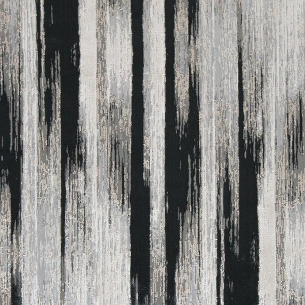 HomeRoots 4' Abstract Power Loomed Area Rug in Black, Silver, and Gray - Modern, Durable Design for Any Space 12' X 18' 511563
