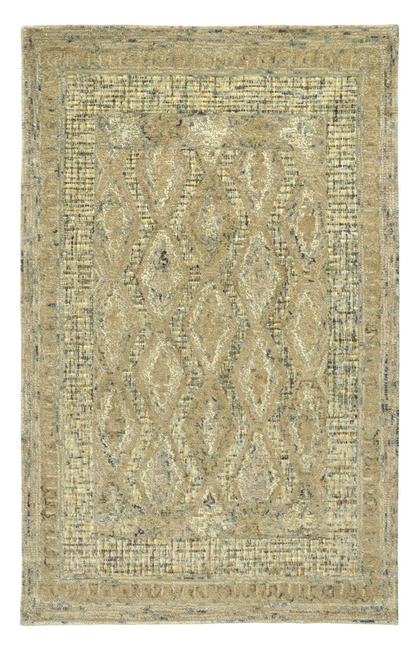 HomeRoots 8' Hand-Tufted Wool Rug in Tan, Blue & Gray - Elegant Oriental Design for High-Traffic Areas 8' Runner 511576