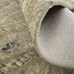 HomeRoots 8' Hand-Tufted Wool Rug in Tan, Blue & Gray - Elegant Oriental Design for High-Traffic Areas 8' Runner 511576