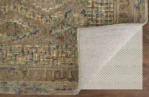 HomeRoots 8' Hand-Tufted Wool Rug in Tan, Blue & Gray - Elegant Oriental Design for High-Traffic Areas 8' Runner 511576