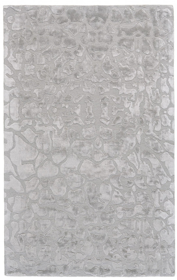 HomeRoots 5' Gray and Silver Abstract Handmade Area Rug - Contemporary Soft Texture for Any Room Decor 5' X 8' 511579