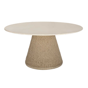 Uttermost Cardoso Round Concrete Top Wicker Pedestal Dining Table for Indoor Outdoor Use