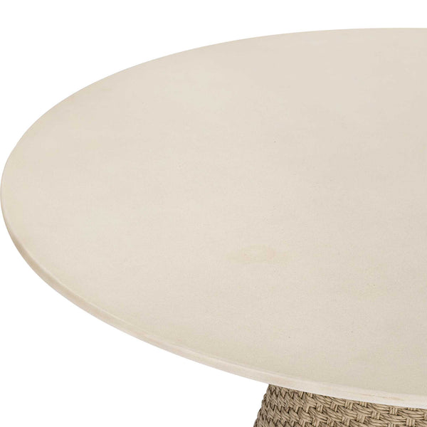 Uttermost Cardoso Round Concrete Top Wicker Pedestal Dining Table for Indoor Outdoor Use