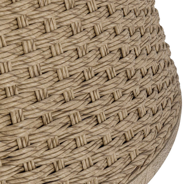 Uttermost Cardoso Round Concrete Top Wicker Pedestal Dining Table for Indoor Outdoor Use