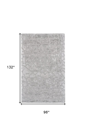 HomeRoots 5' Gray and Silver Abstract Handmade Area Rug - Contemporary Soft Texture for Any Room Decor 8' X 11' 511580