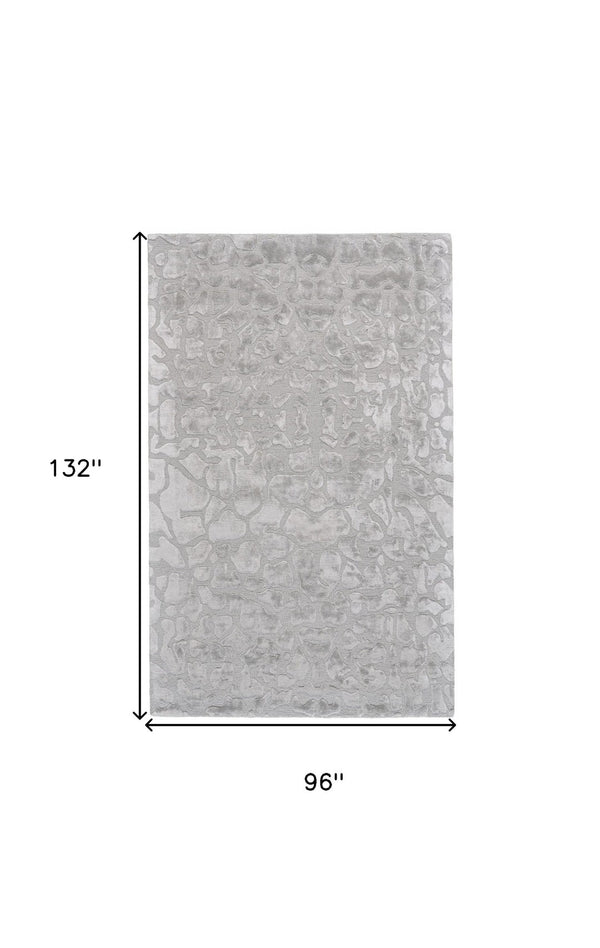 HomeRoots 5' Gray and Silver Abstract Handmade Area Rug - Contemporary Soft Texture for Any Room Decor 8' X 11' 511580