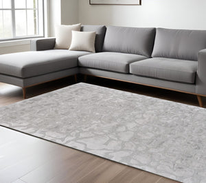 HomeRoots 5' Gray and Silver Abstract Handmade Area Rug - Contemporary Soft Texture for Any Room Decor 8' X 11' 511580