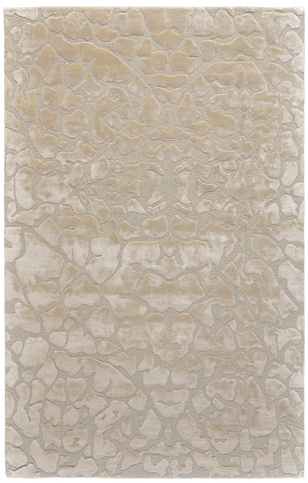 Homeroots 5' X 8' Gray And Ivory Abstract Hand Tufted Non Skid Area Rug Ivory,Taupe,Tan Viscose 511584