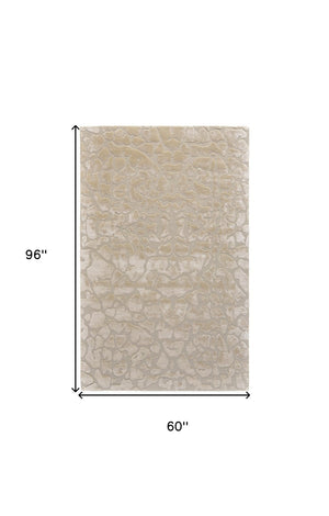 HomeRoots 5' Gray and Silver Abstract Handmade Area Rug - Contemporary Soft Texture for Any Room Decor 5' X 8' 511584