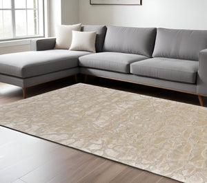 HomeRoots 5' Gray and Silver Abstract Handmade Area Rug - Contemporary Soft Texture for Any Room Decor 8' X 11' 511585