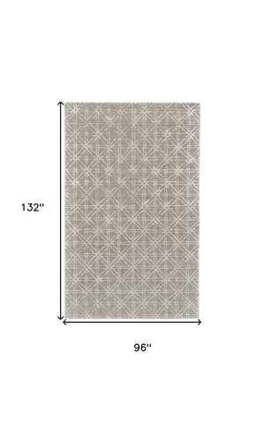Homeroots 8' X 11' Taupe Ivory And Tan Wool Abstract Tufted Handmade Area Rug Taupe,Ivory,Tan Wool 511590
