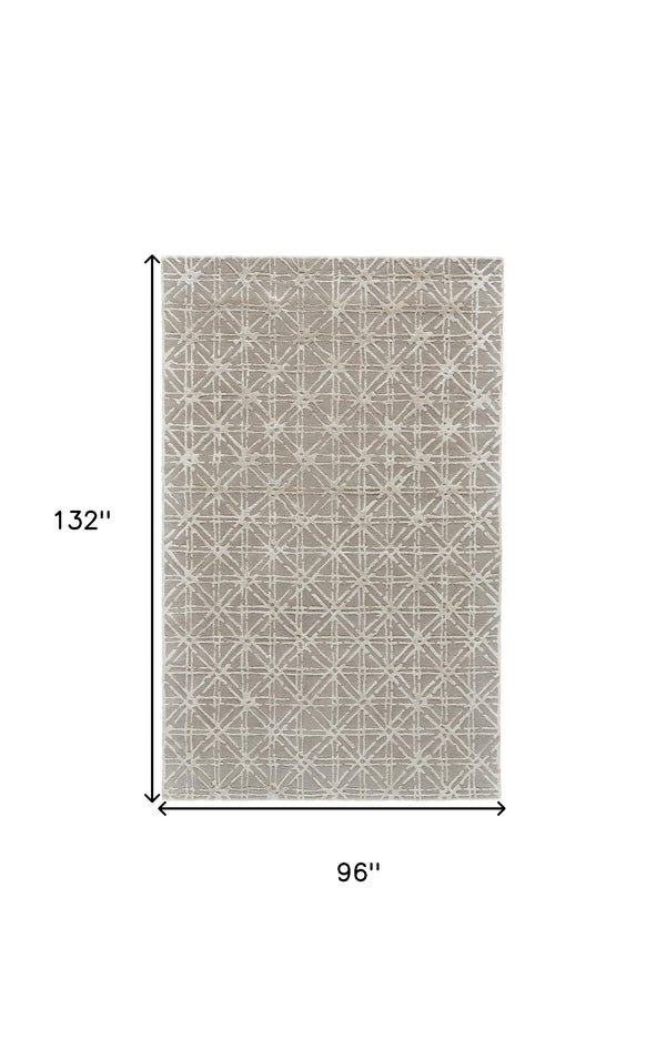 Homeroots 8' X 11' Taupe Ivory And Tan Wool Abstract Tufted Handmade Area Rug Taupe,Ivory,Tan Wool 511590