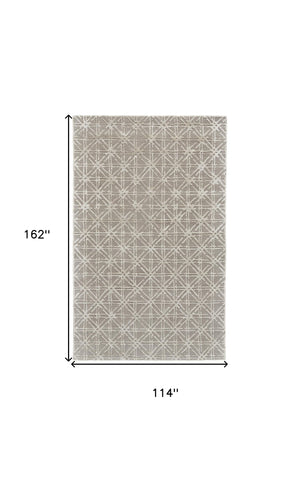 Homeroots 10' X 13' Taupe Ivory And Tan Wool Abstract Tufted Handmade Area Rug Taupe,Ivory,Tan Wool 511591