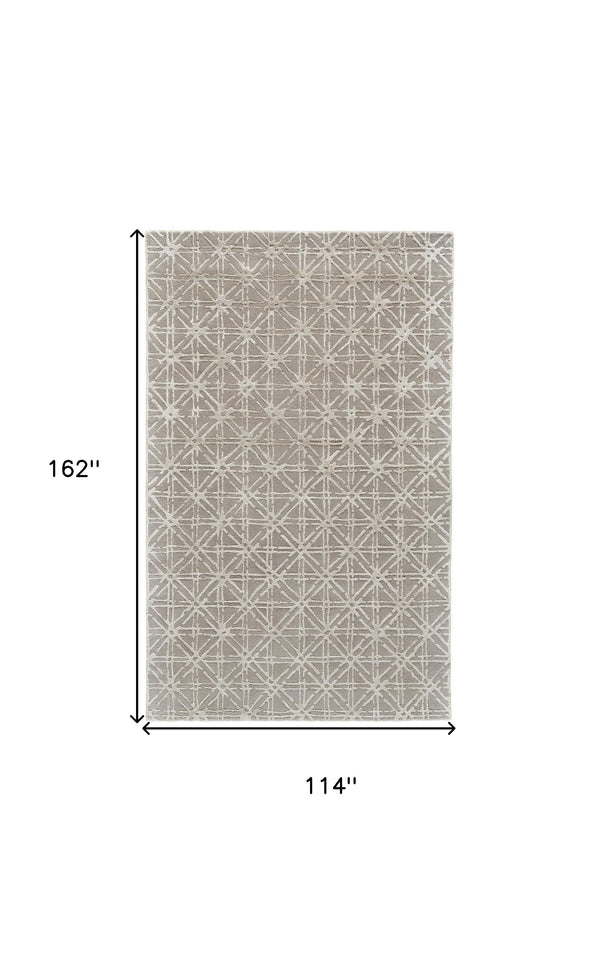 Homeroots 10' X 13' Taupe Ivory And Tan Wool Abstract Tufted Handmade Area Rug Taupe,Ivory,Tan Wool 511591