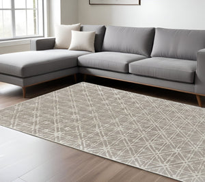 HomeRoots 8' Handmade Wool Area Rug in Abstract Taupe, Ivory & Tan – Soft, Durable, Perfect for Any Space 10' X 13' 511591