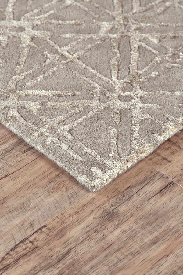 Homeroots 2' X 3' Taupe And Ivory Wool Abstract Hand Tufted Area Rug Taupe,Ivory,Tan Wool 511592