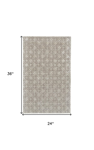 Homeroots 2' X 3' Taupe And Ivory Wool Abstract Hand Tufted Area Rug Taupe,Ivory,Tan Wool 511592