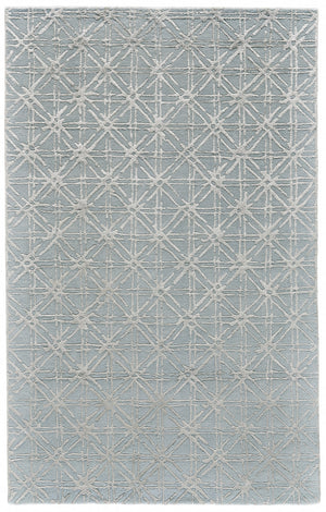 Homeroots 5' X 8' Blue Silver And Gray Wool Abstract Tufted Handmade Area Rug Blue,Silver,Gray Wool 511594