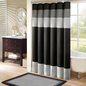 JLA Home Madison Park - Faux Silk Dupioni Shower Curtain with Pintuck Panels, Machine Washable, Hotel-Quality Sheen and Drapes MP70-246