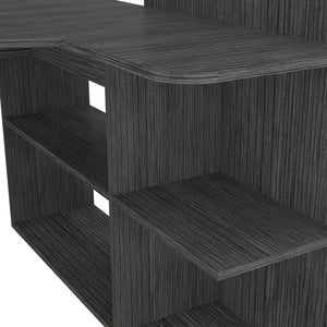 English Elm Fresno Oak Writing Computer Desk with Four Open Shelves, L-Shaped Corner Workstation 51.7"W 29.4"H B128S00165