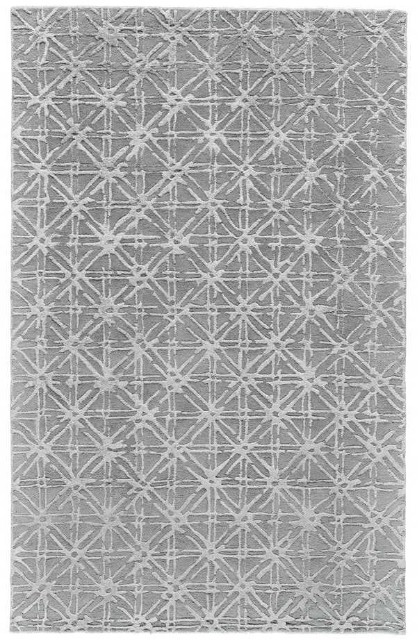 Homeroots 8' X 11' Gray And Silver Wool Abstract Tufted Handmade Area Rug Gray,Silver Wool 511601