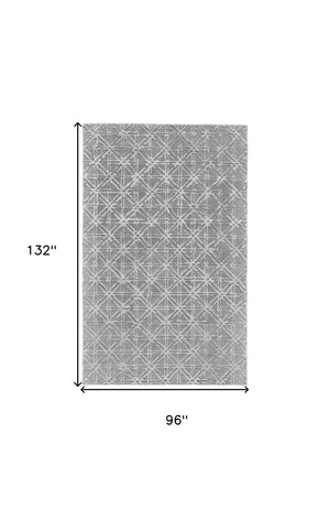 Homeroots 8' X 11' Gray And Silver Wool Abstract Tufted Handmade Area Rug Gray,Silver Wool 511601