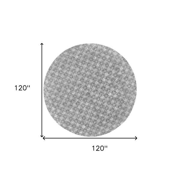 Homeroots 10' Gray And Silver Round Wool Abstract Tufted Handmade Area Rug Gray,Silver Wool 511603