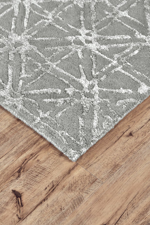 Homeroots 2' X 3' Gray And Silver Wool Abstract Tufted Handmade Area Rug Gray,Silver Wool 511604