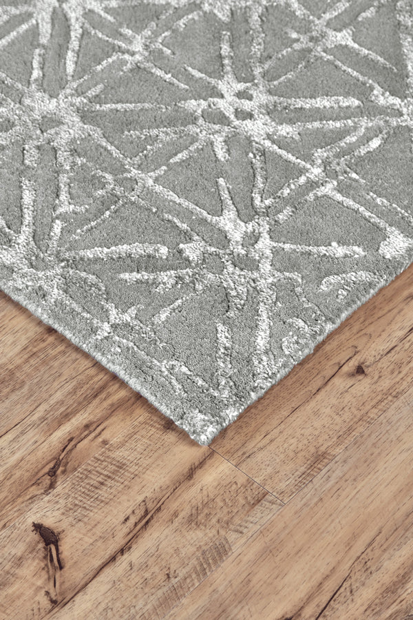 Homeroots 2' X 3' Gray And Silver Wool Abstract Tufted Handmade Area Rug Gray,Silver Wool 511604